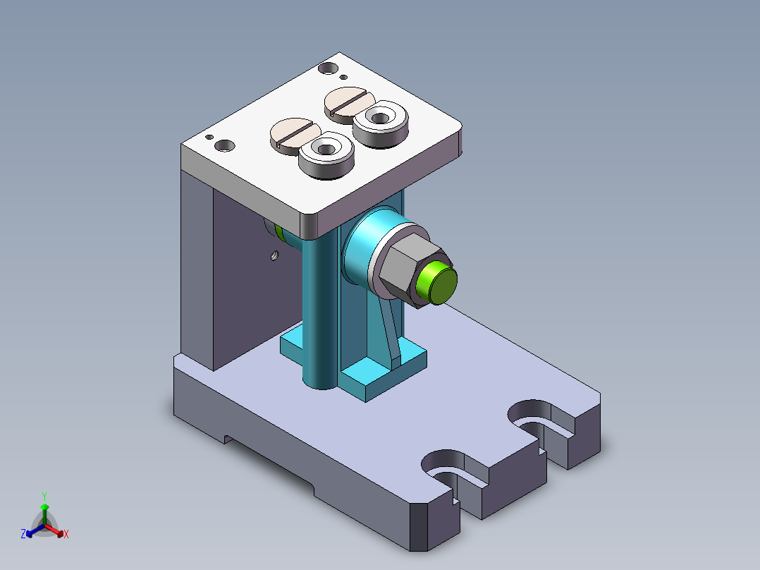 气门摇杆钻孔夹具三维模型正等轴测图