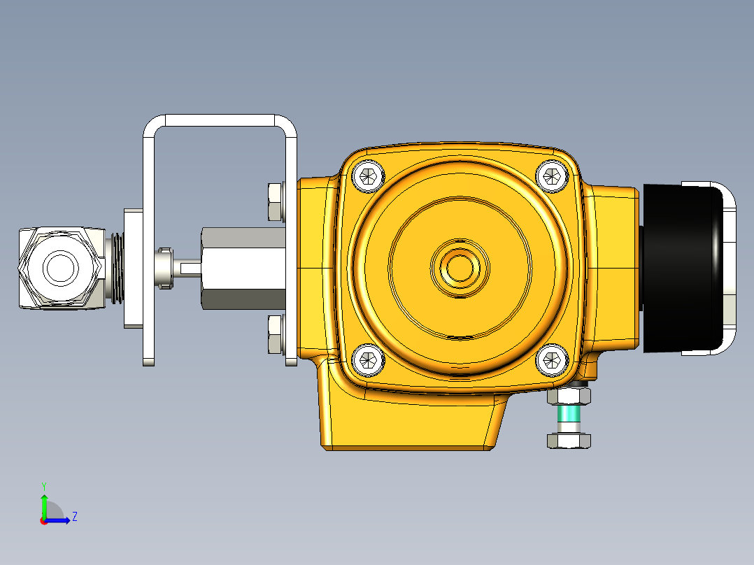 2通球阀，Parker B系列，带EL-O-Matic气动执行器、弹簧复位左视图