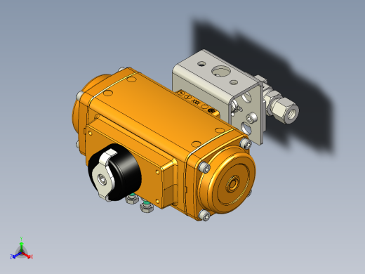 2通球阀，Parker B系列，带EL-O-Matic气动执行器、弹簧复位正等轴测缩略图