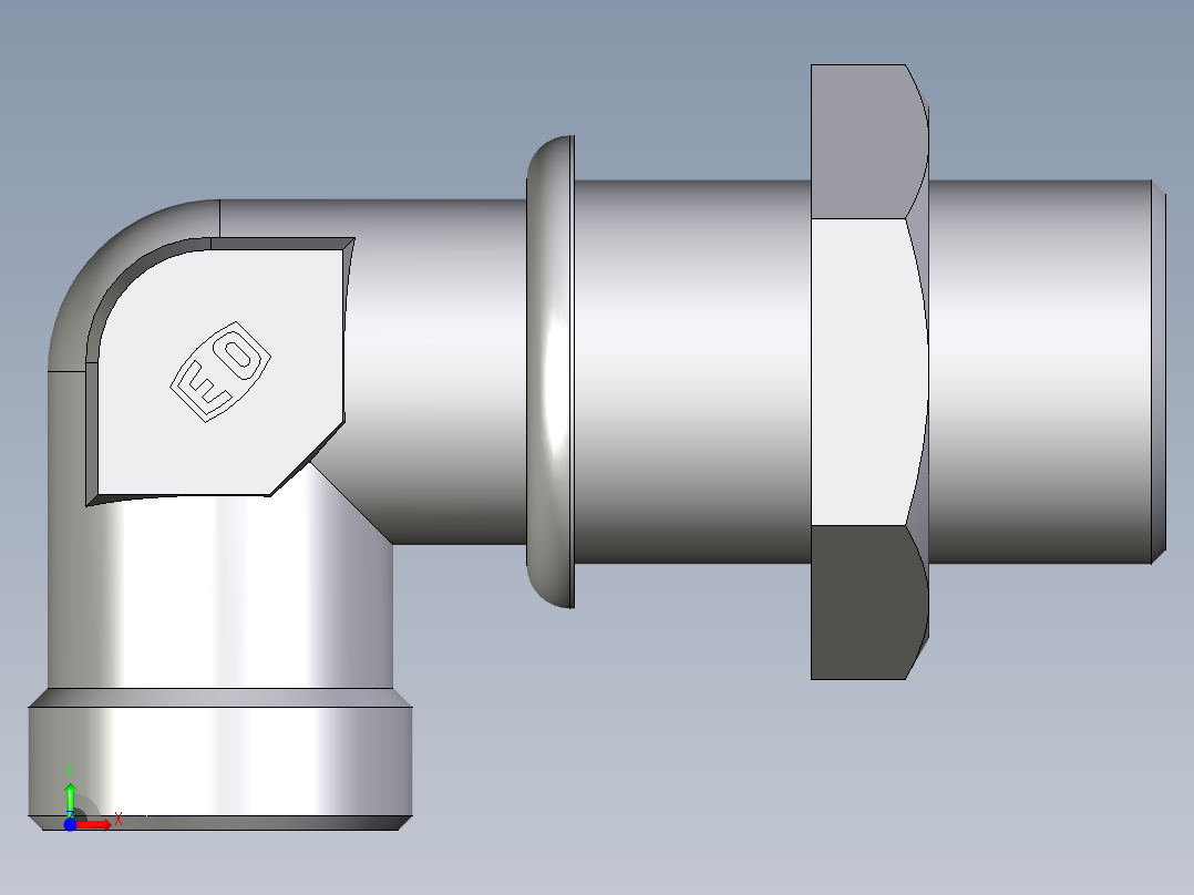 卡套式工业通用硬管接头EO_Bulkhead_elbow_WSV18LOMD71前视图