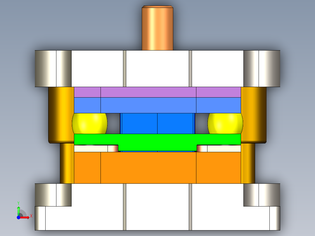 固定板落料模（CAD图+Proe三维）前视图