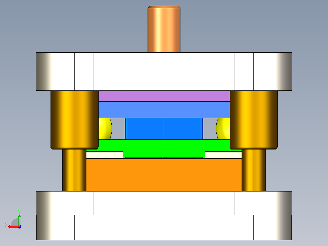 固定板落料模（CAD图+Proe三维）后视图