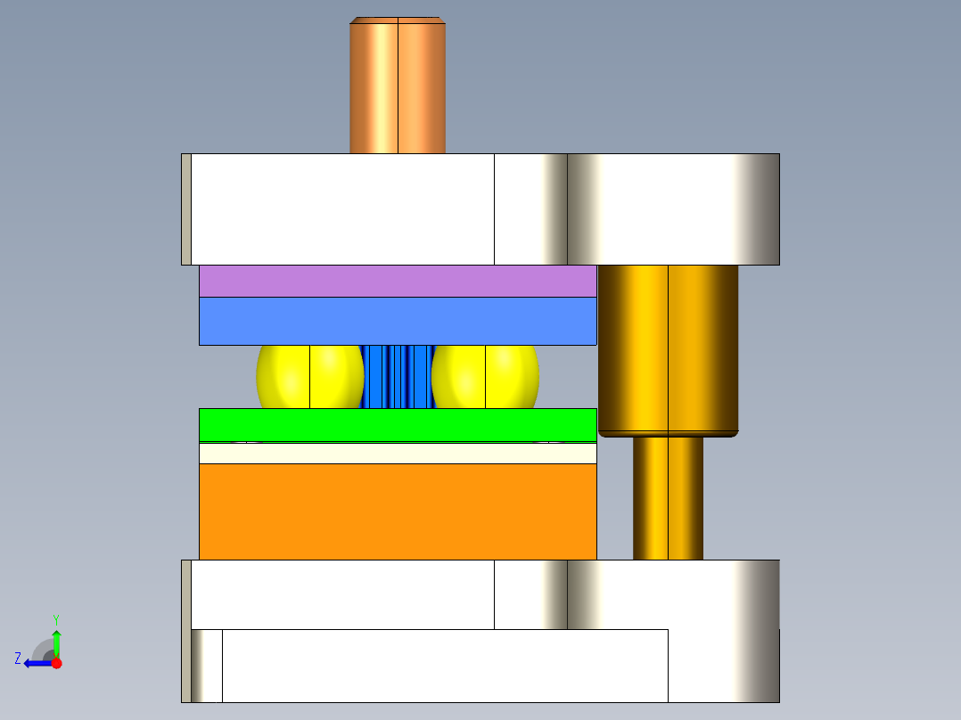 固定板落料模（CAD图+Proe三维）右视图