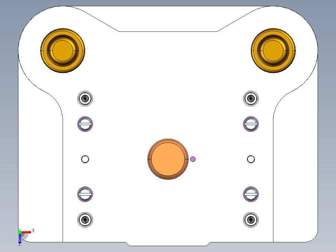 固定板落料模（CAD图+Proe三维）俯视图