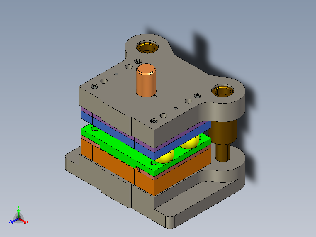 固定板落料模（CAD图+Proe三维）正等轴测图