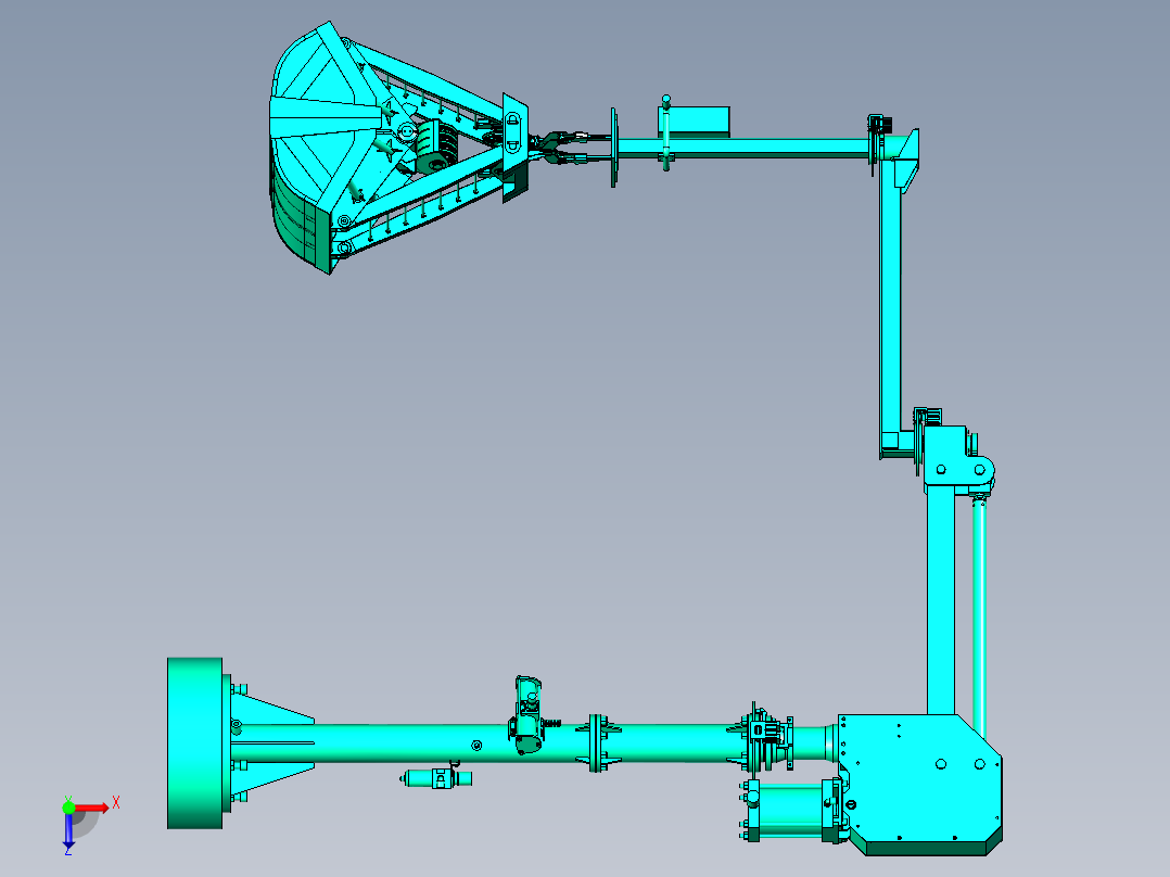 带有抓斗的肥料搬运助力机械臂俯视图