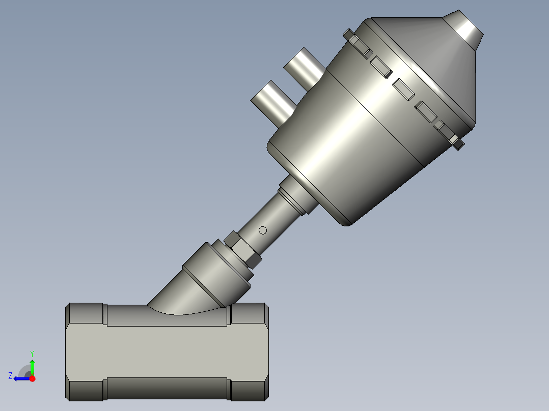 二位二通活塞式多介质角座阀系列25右视图
