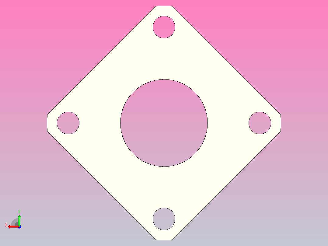 GBJ11-D35导向轴支座（开口型法兰型）后视图