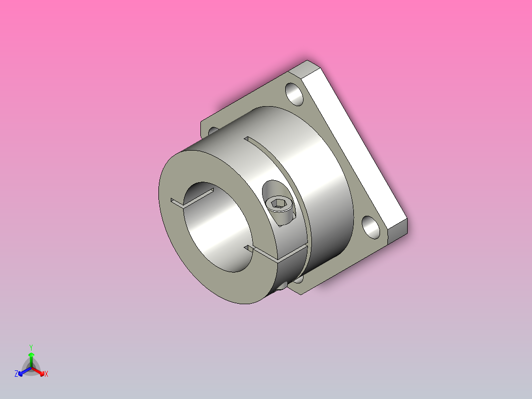 GBJ11-D35导向轴支座（开口型法兰型）正等轴测图