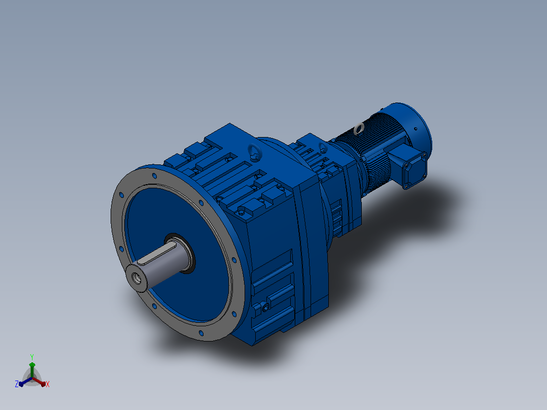 RF137R77法兰轴伸式组合型斜齿轮减速机RF137R77-Y1.1-4P-90S-M1-0°-Φ550主视图