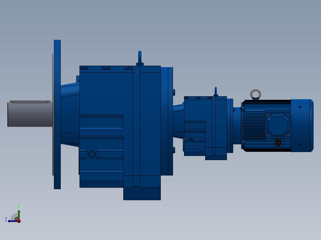 RF137R77法兰轴伸式组合型斜齿轮减速机RF137R77-Y1.1-4P-90S-M1-0°-Φ550右视图