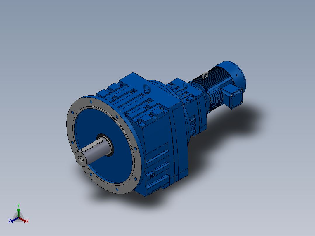 RF137R77法兰轴伸式组合型斜齿轮减速机RF137R77-Y1.1-4P-90S-M1-0°-Φ550正等轴测图