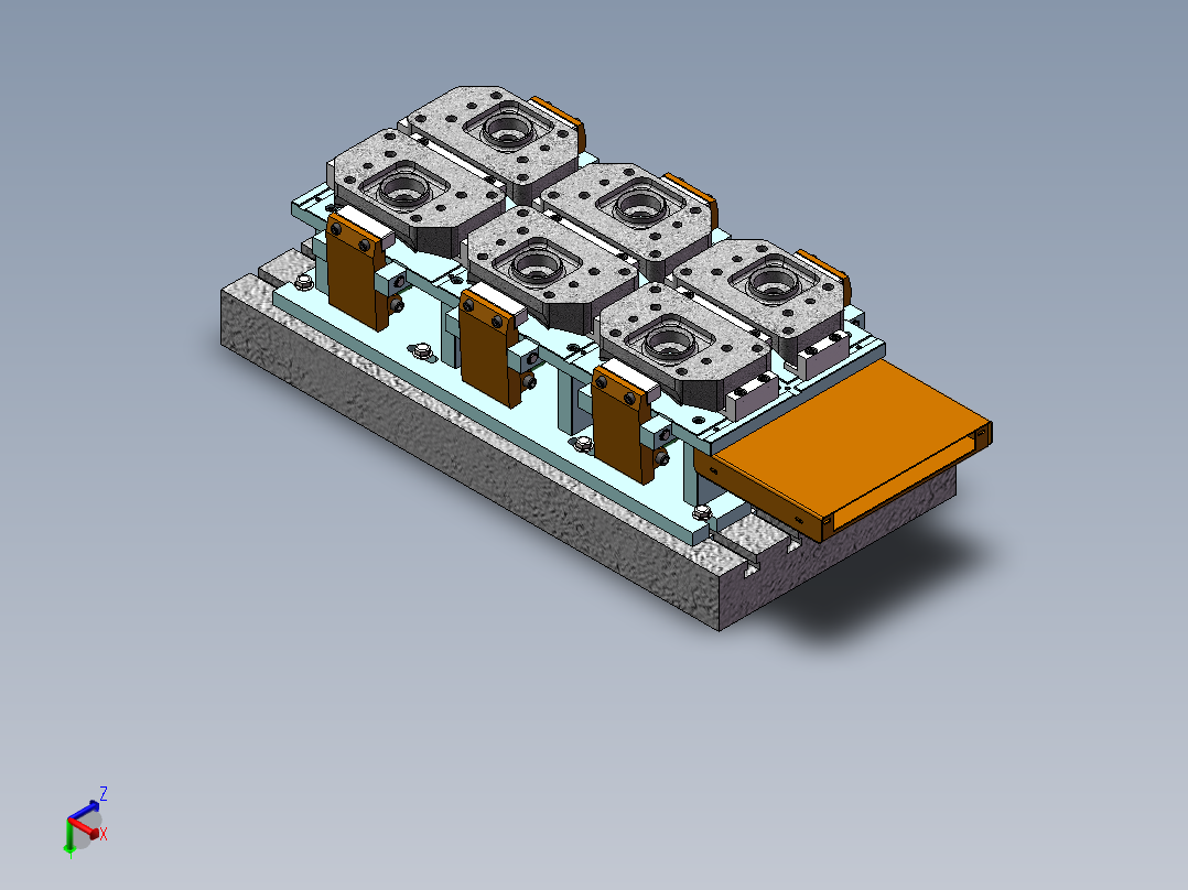 板簧压板及连接板机加专用夹具正等轴测图