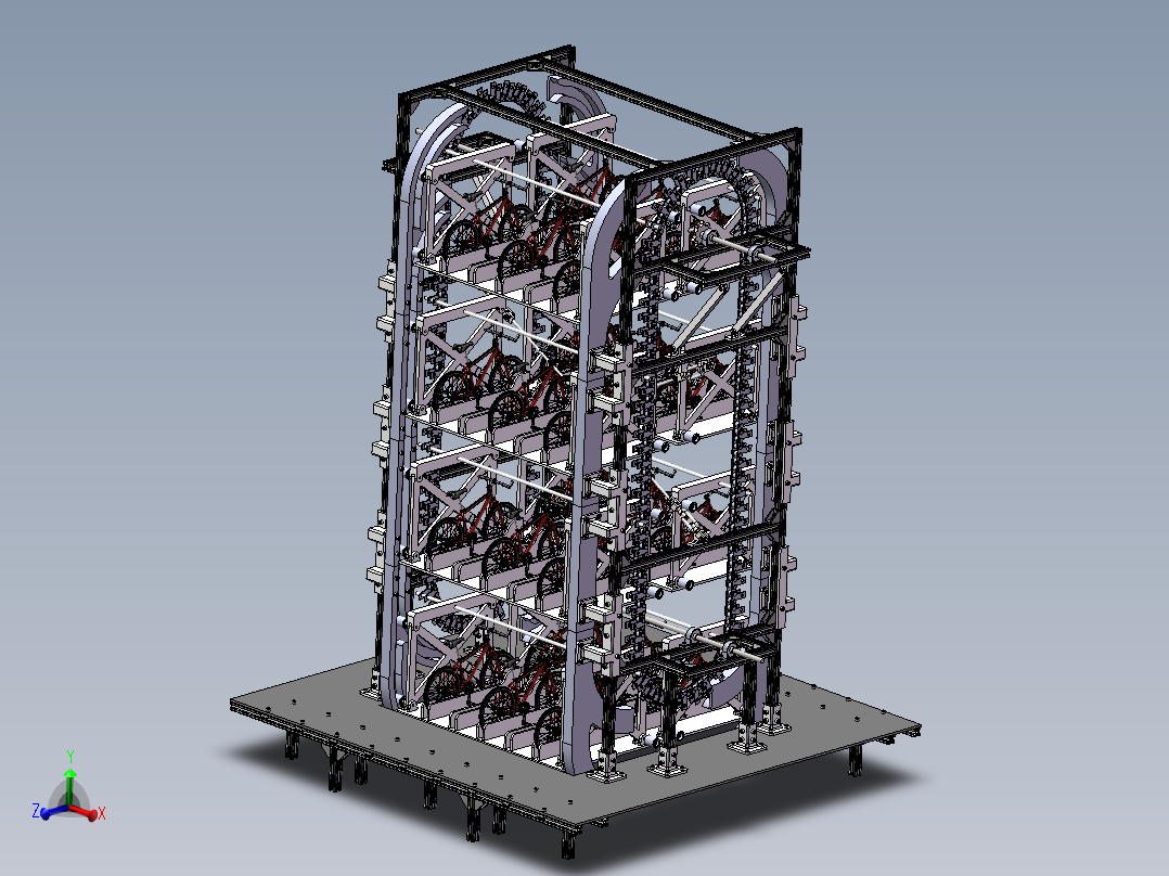 垂直循环自行车停放机构sw2018cad2016可编辑