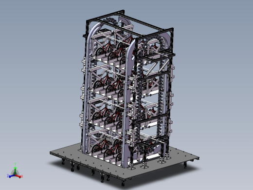 垂直循环自行车停放机构sw2018cad2016可编辑