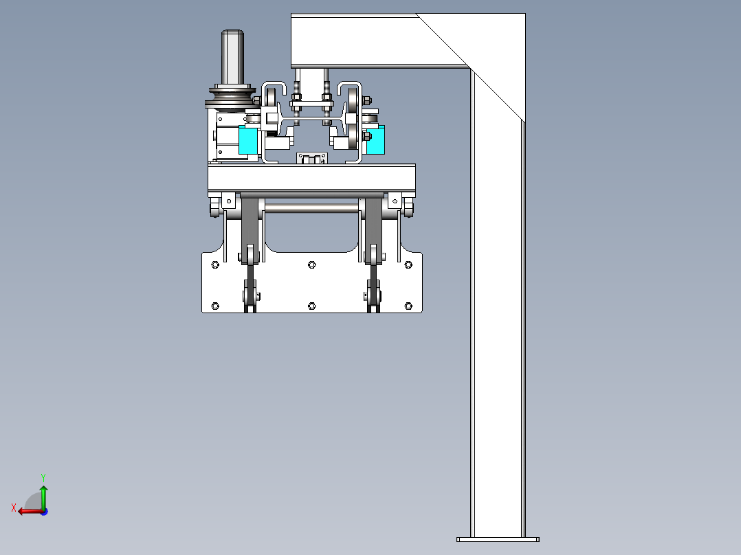 铝型材切割自动定尺设备3D模型后视图