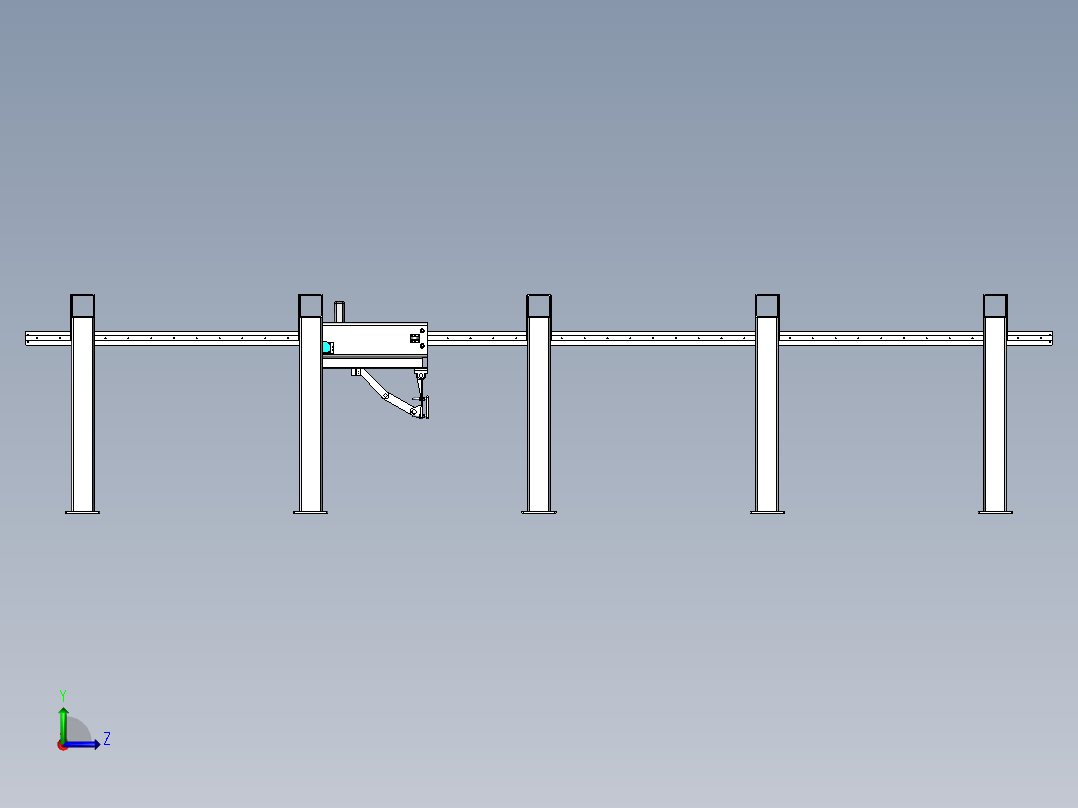 铝型材切割自动定尺设备3D模型左视图