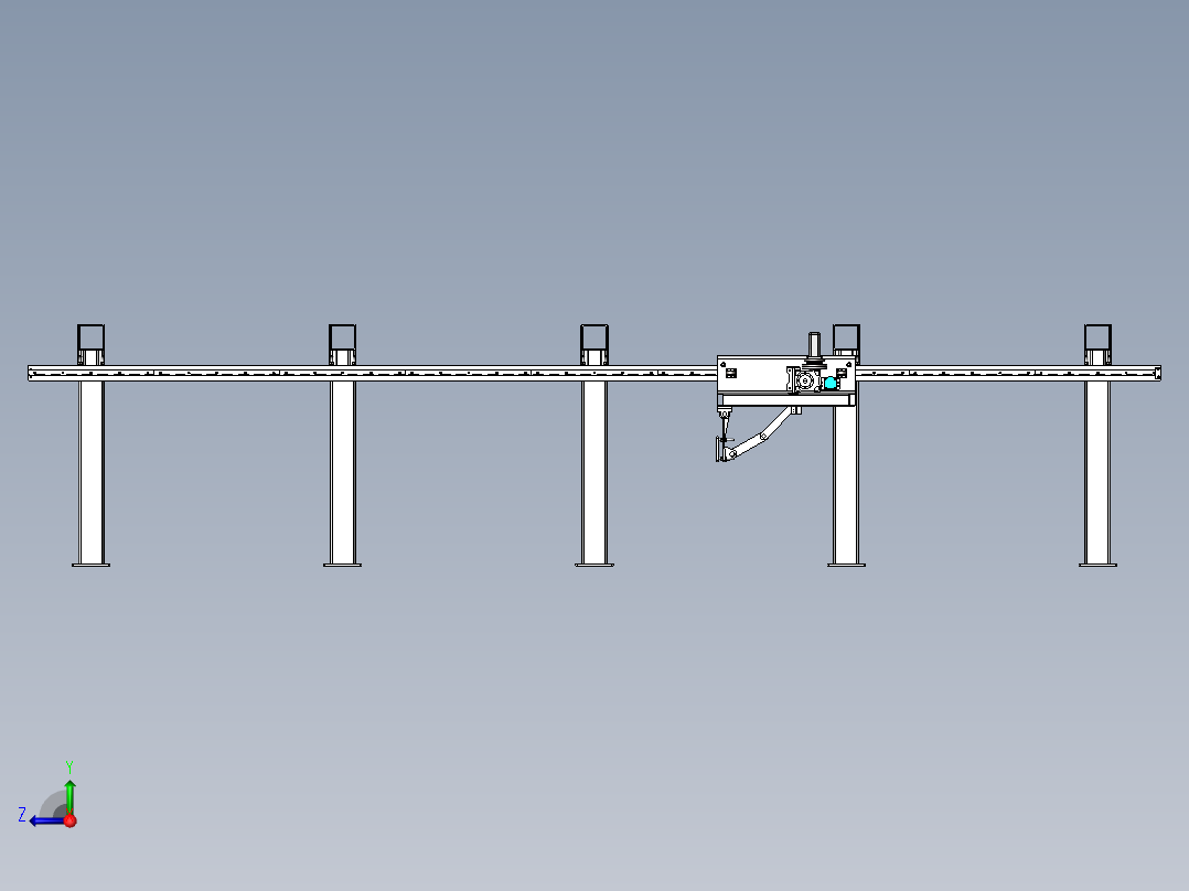 铝型材切割自动定尺设备3D模型右视图