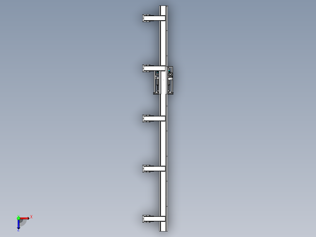 铝型材切割自动定尺设备3D模型俯视图