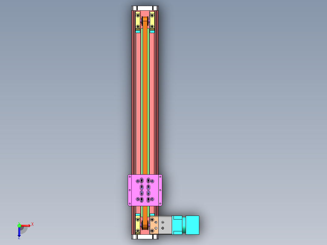 60型材同步带模组3d图纸直线线性模组3d+2d 60小型同步带模组3d图俯视图