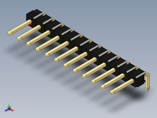 彩色公排针 100mil 2.54mm 系列-DS1022_black_1x12p_100mil_TypeD_rev1.0