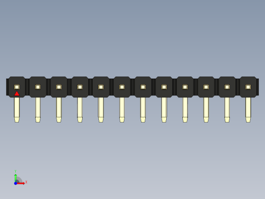 彩色公排针 100mil 2.54mm 系列-DS1022_black_1x12p_100mil_TypeD_rev1.0前视缩略图