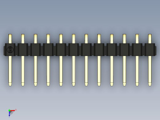彩色公排针 100mil 2.54mm 系列-DS1022_black_1x12p_100mil_TypeD_rev1.0俯视缩略图