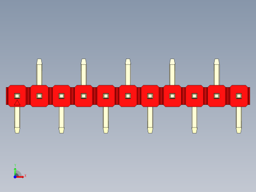 彩色公排针 100mil 2.54mm 系列-DS1022_red_11p_100mil_Type_SMT_R2_rev1.0前视缩略图