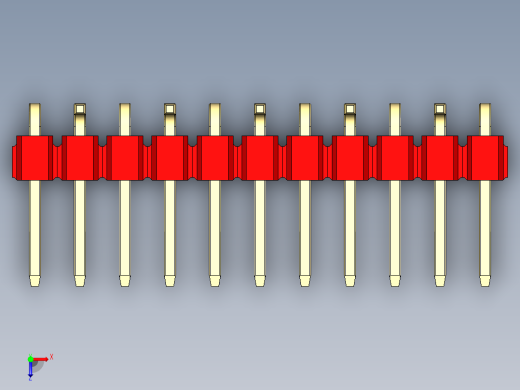 彩色公排针 100mil 2.54mm 系列-DS1022_red_11p_100mil_Type_SMT_R2_rev1.0俯视缩略图
