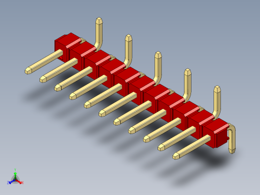 彩色公排针 100mil 2.54mm 系列-DS1022_red_11p_100mil_Type_SMT_R2_rev1.0正等轴测缩略图