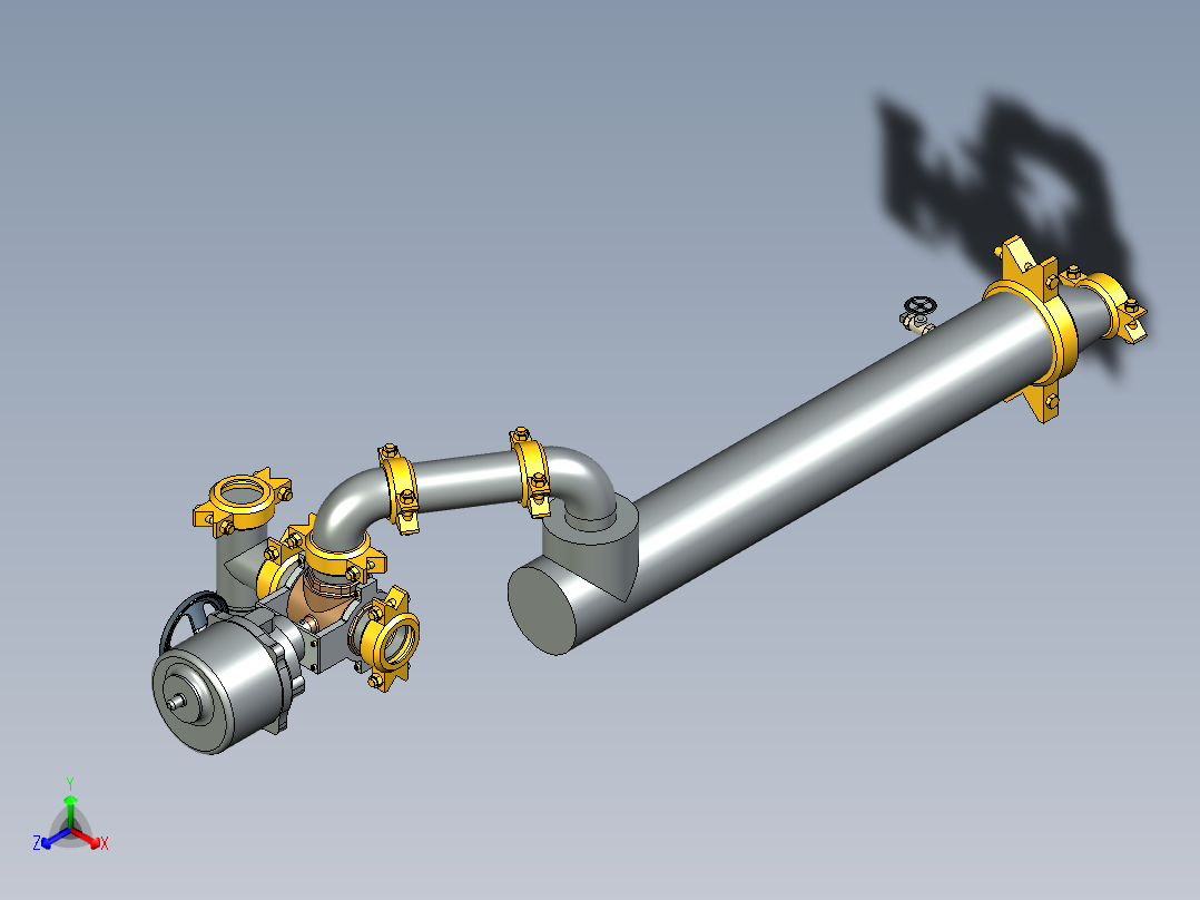 电动三通球阀正等轴测图