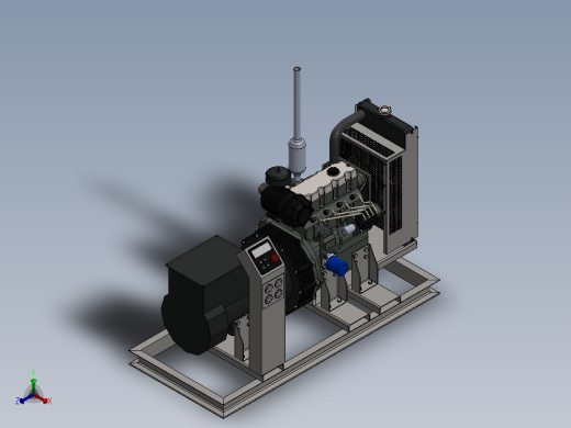 30Kw柴油发电机外形3D图纸 Solidworks设计 附STEP