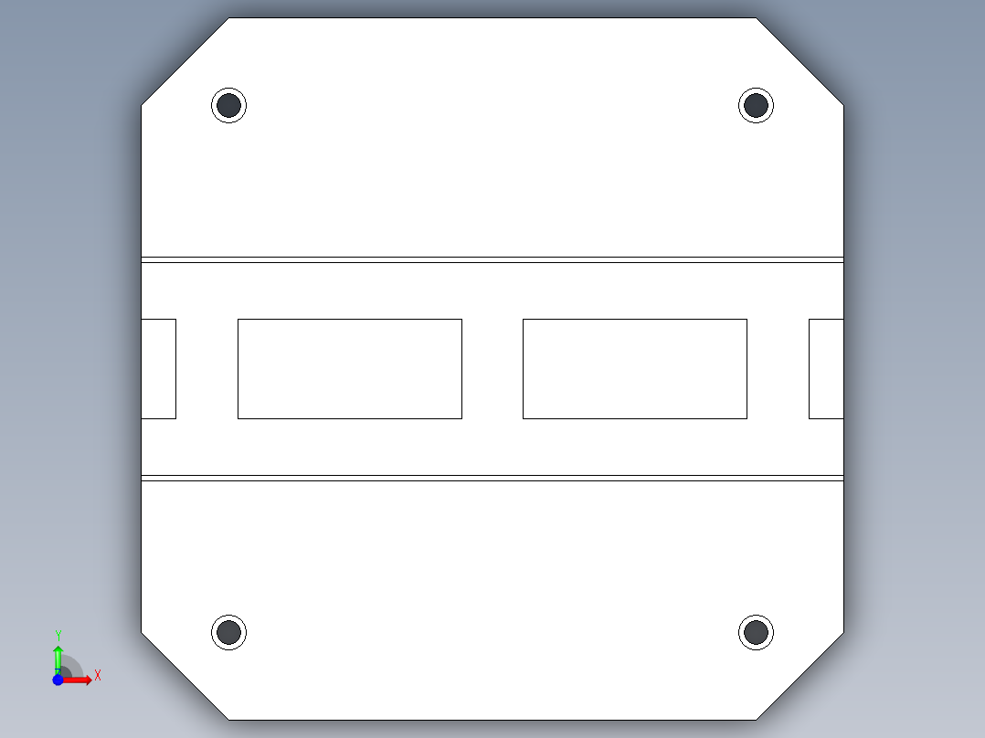 雙面基座1910-3D多系列多零件图纸模型前视图