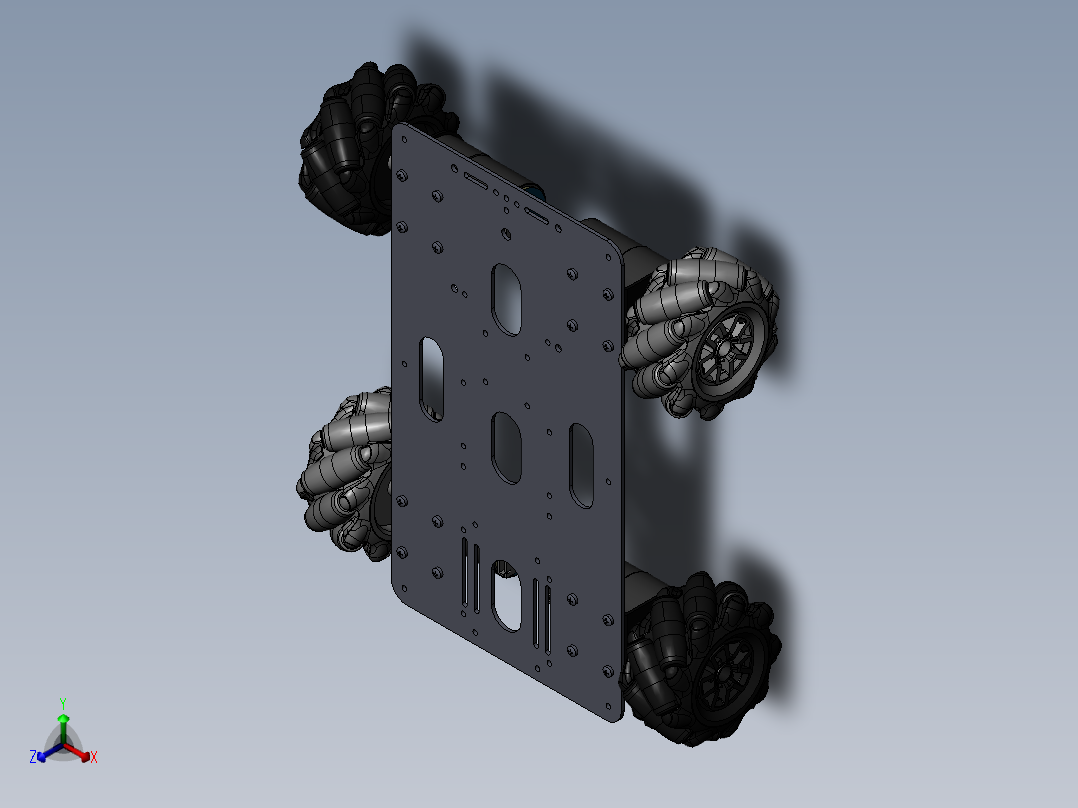 麦克纳姆轮小车正等轴测图
