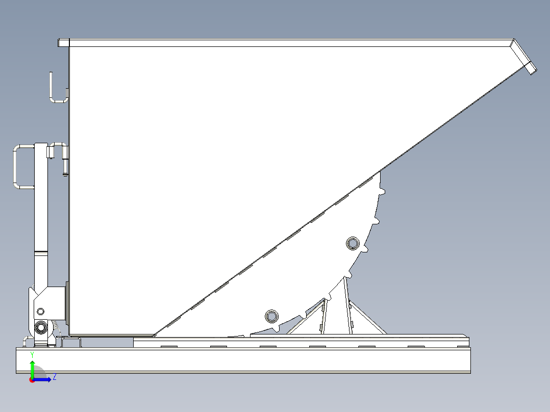 可倾斜料斗左视图