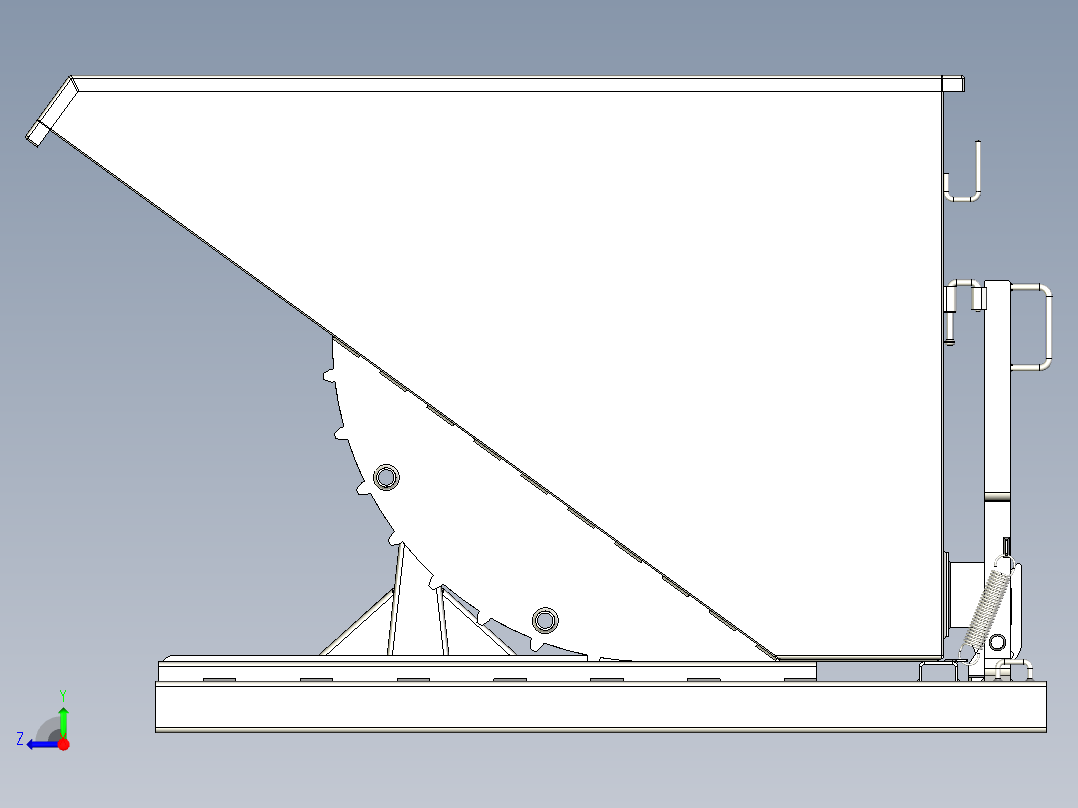 可倾斜料斗右视图