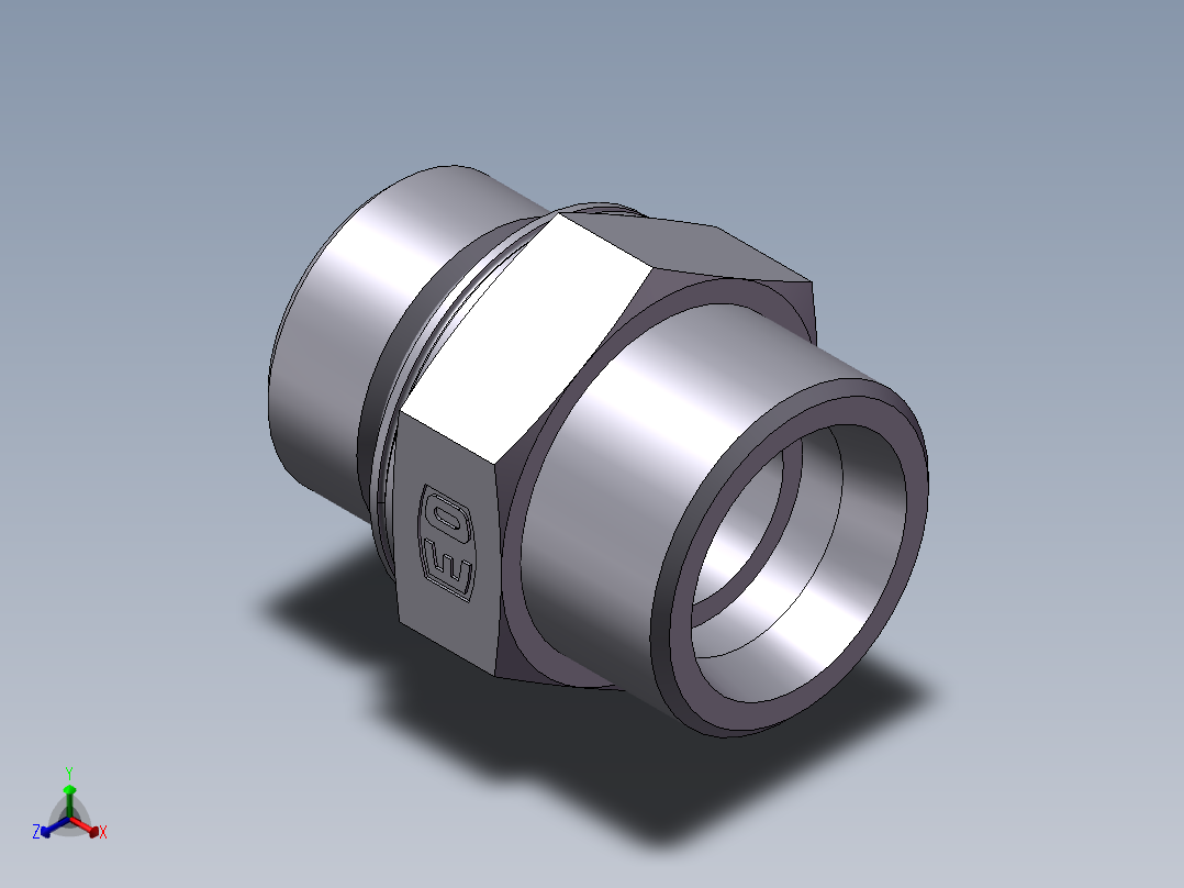 公制螺纹O圈密封、1DH-36-33正等轴测图