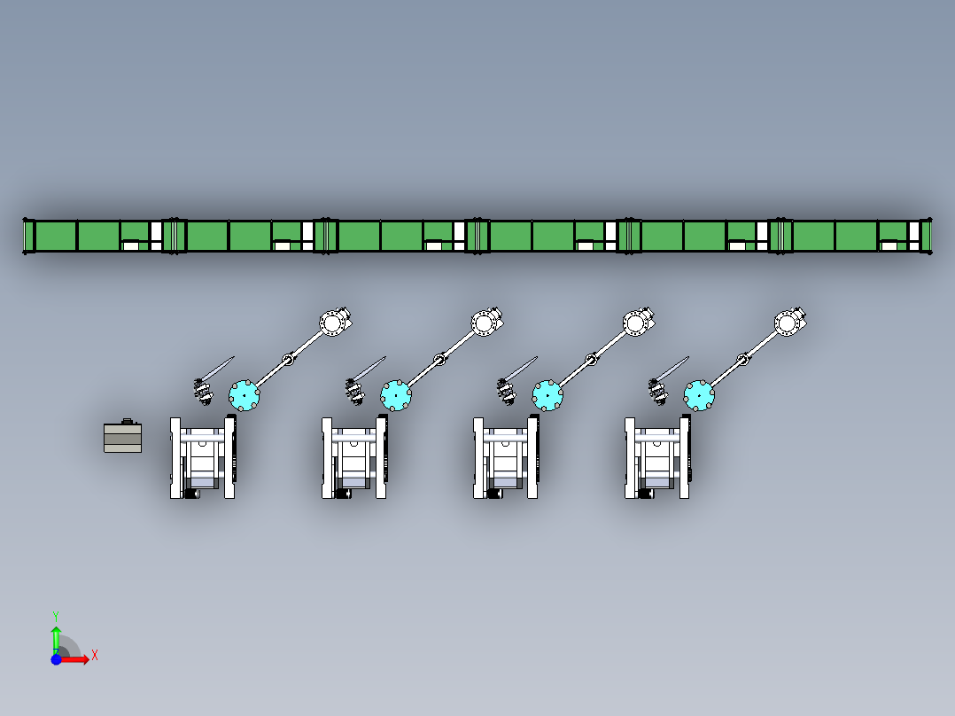 人工机械冲床设备与吸盘搬运机构组合前视图