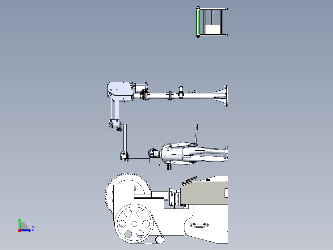人工机械冲床设备与吸盘搬运机构组合左视图