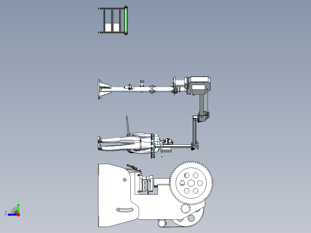 人工机械冲床设备与吸盘搬运机构组合右视图