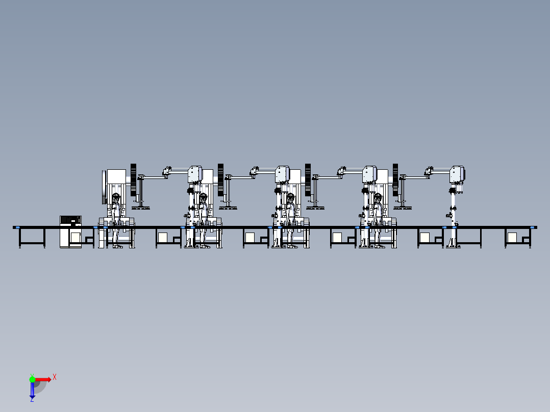 人工机械冲床设备与吸盘搬运机构组合俯视图