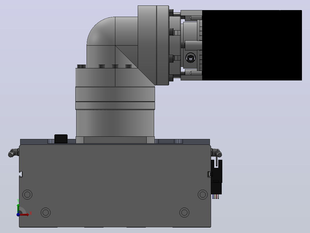 DMG220-RCM齿轮齿条模组直线滑台（电机右折）[DMG220-L20S400-DT750-C2U-LCM-P7]前视图