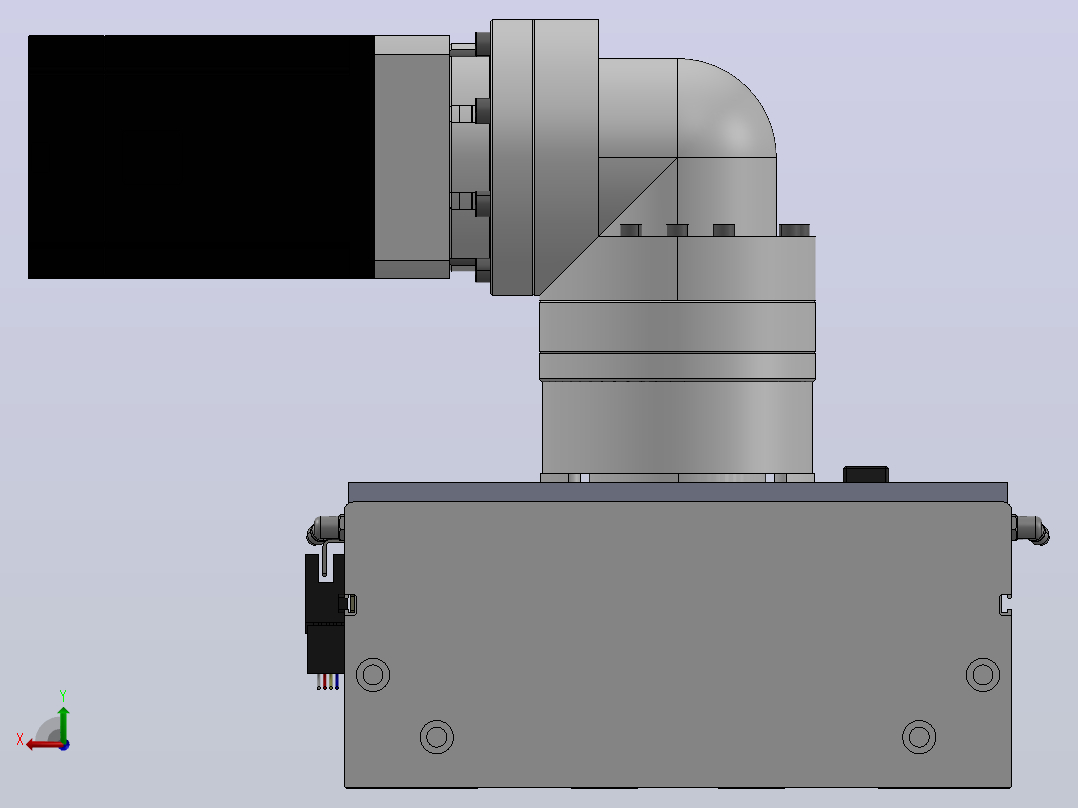 DMG220-RCM齿轮齿条模组直线滑台（电机右折）[DMG220-L20S400-DT750-C2U-LCM-P7]后视图