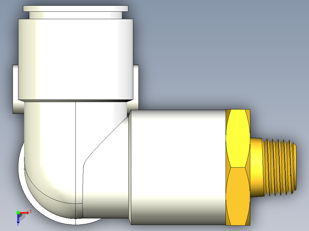 快速接头KQ2D外螺正三通接头[KQ2D10-01S]俯视图