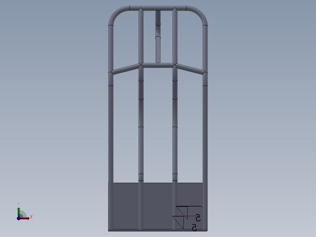 手推车车架前视图