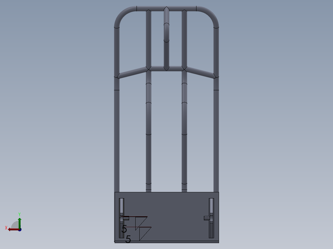 手推车车架后视图