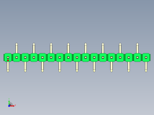 彩色公排针 100mil 2.54mm 系列-DS1022_green_17p_100mil_Type_SMT_R2_rev1.0前视缩略图