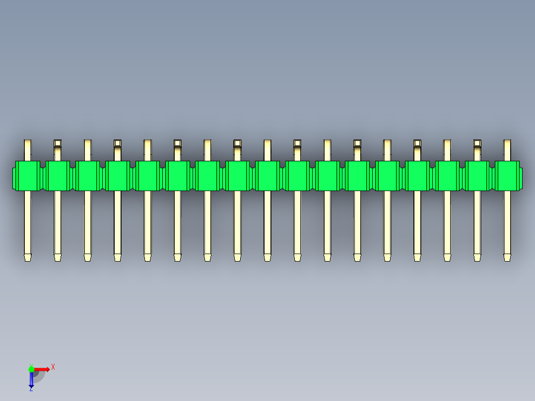 彩色公排针 100mil 2.54mm 系列-DS1022_green_17p_100mil_Type_SMT_R2_rev1.0俯视图