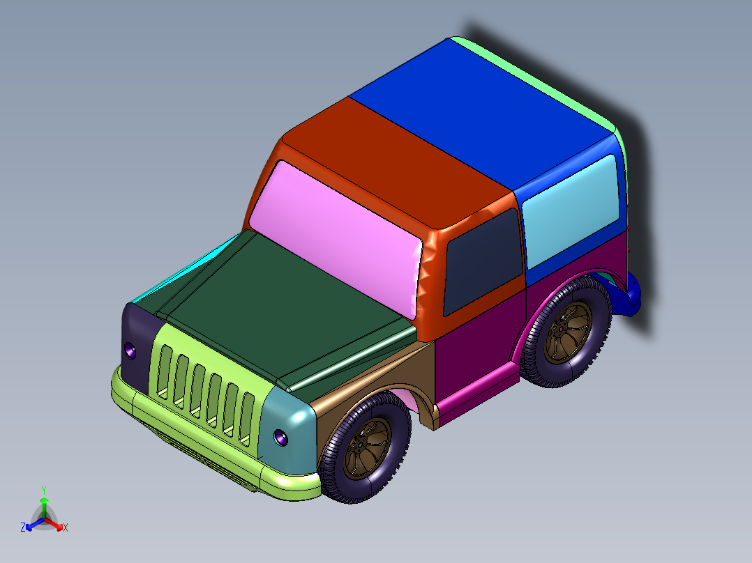 仿真遥控模型攀爬吉普车正等轴测图