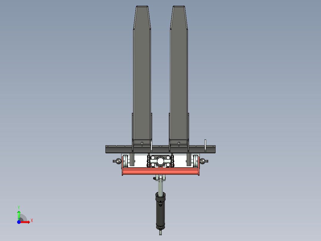 白俄罗斯320拖拉机液压悬挂系统模型前视图